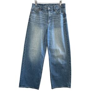 American Eagle Curvy Super High Rise Baggy Straight Jeans Womens 4 Short Strigid